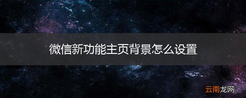 微信新功能主页背景怎么设置