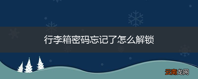 行李箱密码忘记了怎么解锁