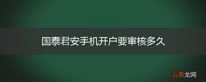 国泰君安手机开户要审核多久