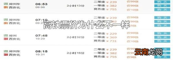 高铁票价为什么不一样