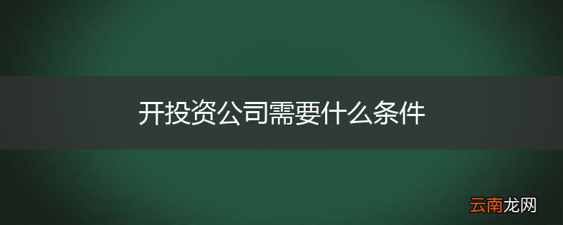 开投资公司需要什么条件
