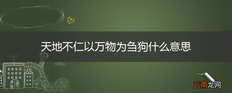 天地不仁以万物为刍狗什么意思