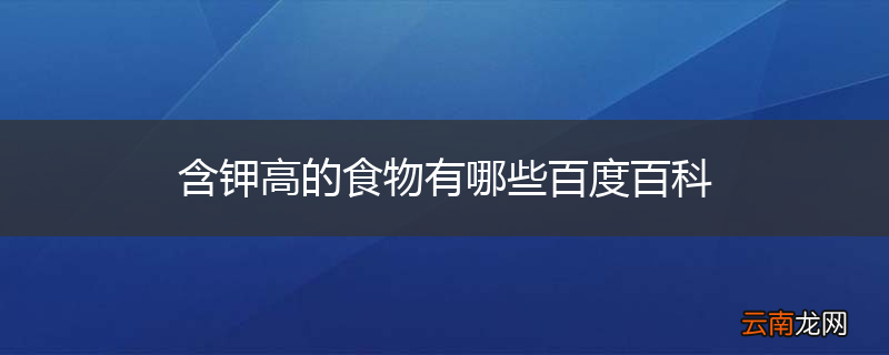 含钾高的食物有哪些百度百科