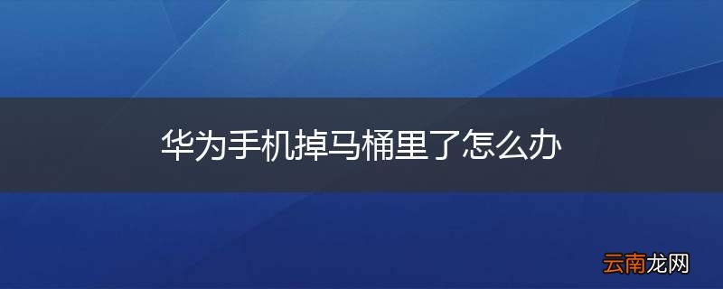 华为手机掉马桶里了怎么办