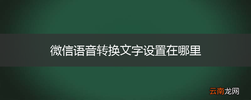 微信语音转换文字设置在哪里