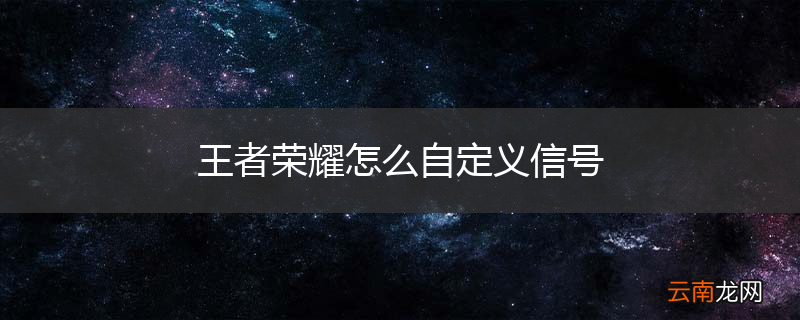 王者荣耀怎么自定义信号