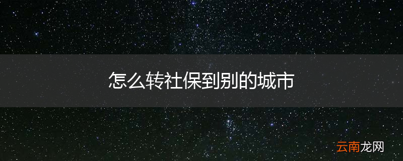 怎么转社保到别的城市
