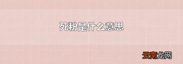 死粉是什么意思