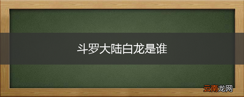 斗罗大陆白龙是谁