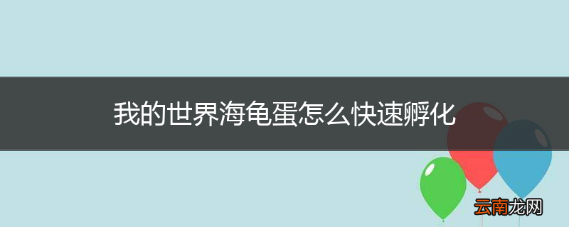 我的世界海龟蛋怎么快速孵化