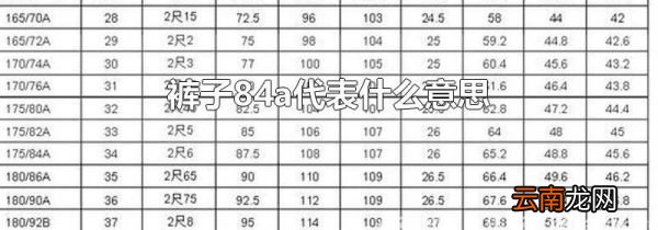 裤子84a代表什么意思
