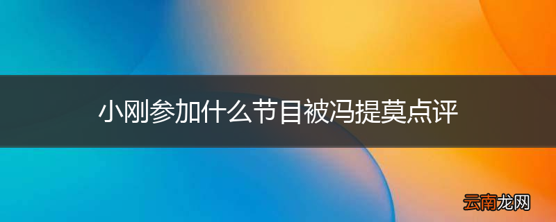 小刚参加什么节目被冯提莫点评