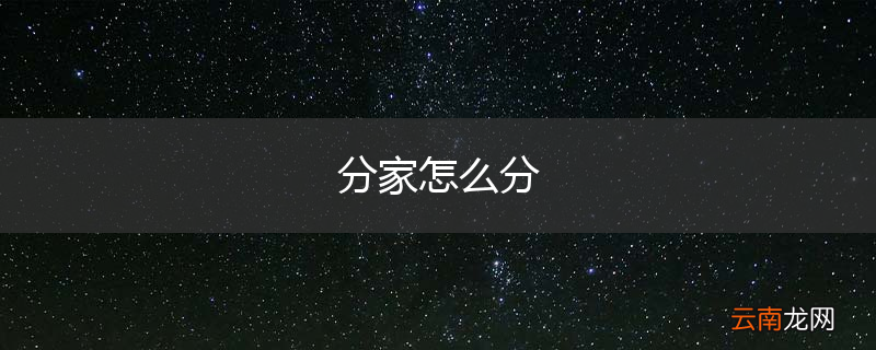 分家怎么分