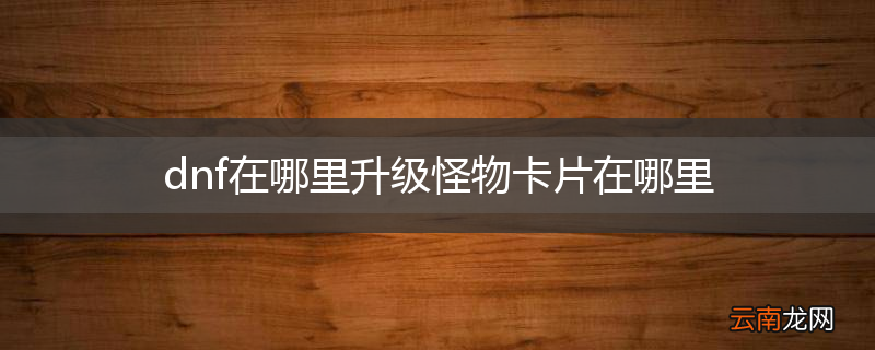 dnf在哪里升级怪物卡片在哪里