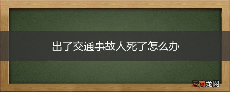 出了交通事故人死了怎么办