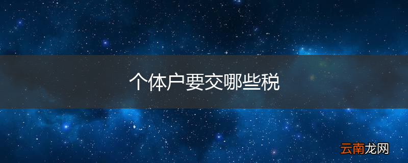 个体户要交哪些税