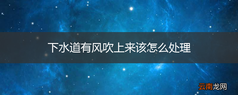 下水道有风吹上来该怎么处理