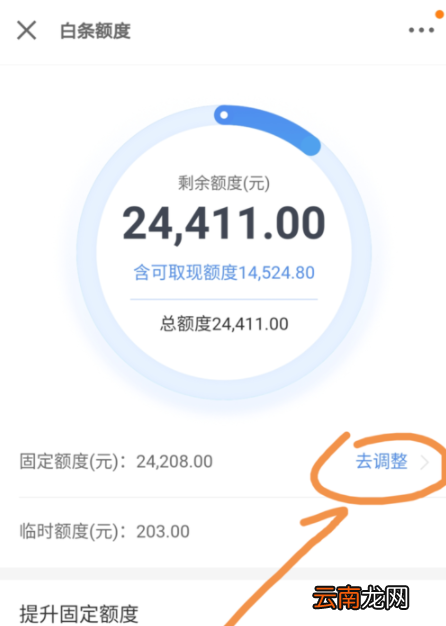 京东金融APP调整白条固定额度操作过程