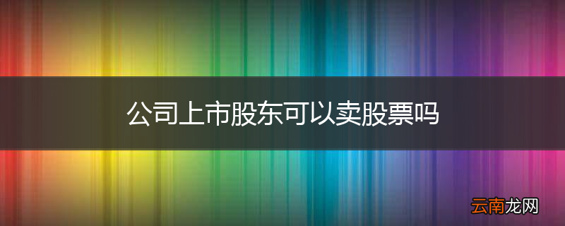 公司上市股东可以卖股票吗