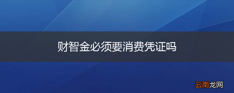 财智金必须要消费凭证吗