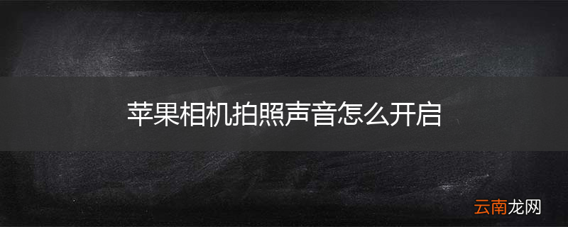 苹果相机拍照声音怎么开启