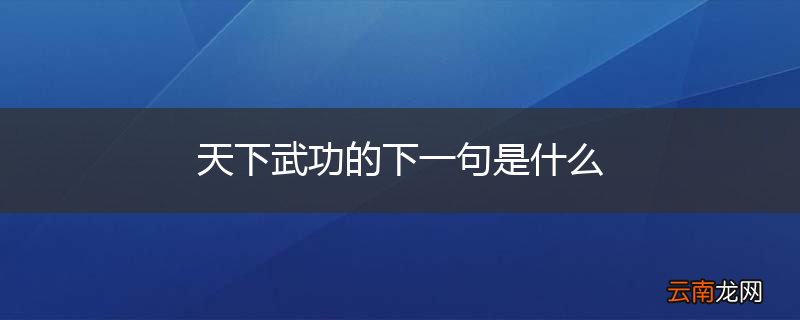 天下武功的下一句是什么