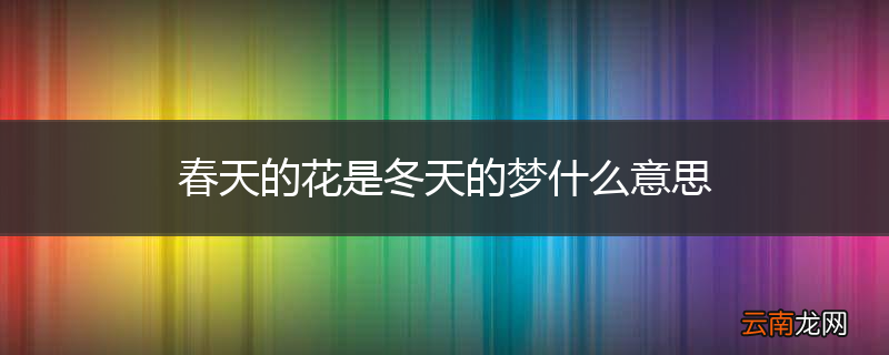 春天的花是冬天的梦什么意思