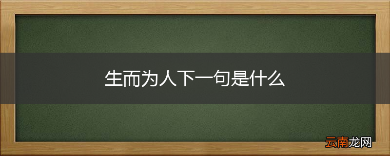 生而为人下一句是什么