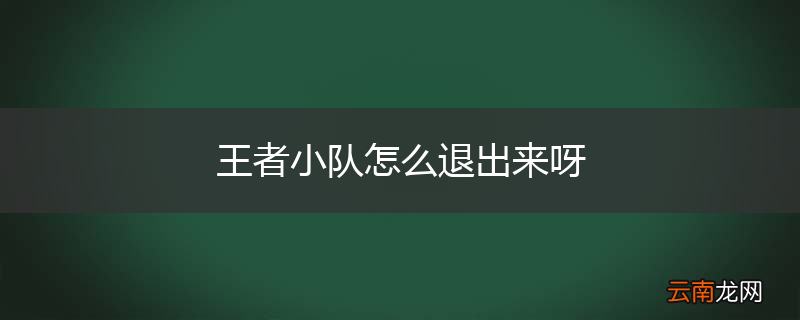王者小队怎么退出来呀