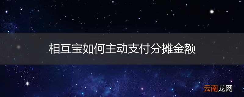 相互宝如何主动支付分摊金额