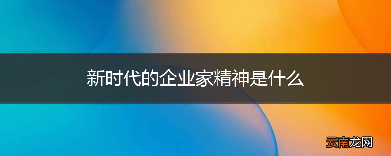 新时代的企业家精神是什么
