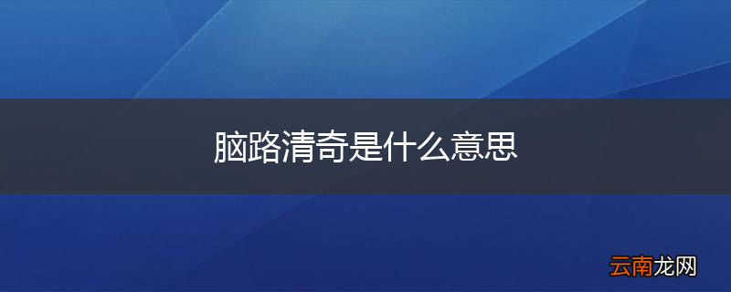 脑路清奇是什么意思