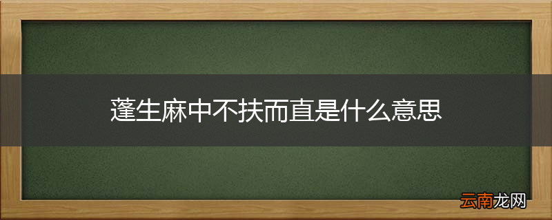 蓬生麻中不扶而直是什么意思