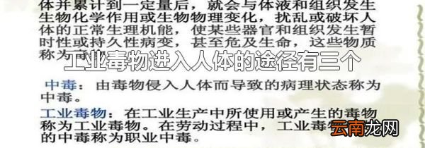 工业毒物进入人体的途径有三个