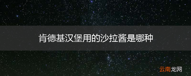 肯德基汉堡用的沙拉酱是哪种