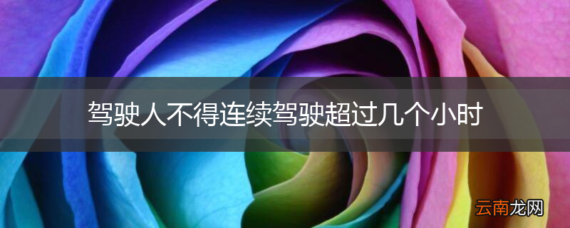 驾驶人不得连续驾驶超过几个小时