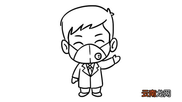 医护人员简笔画带口罩防护服