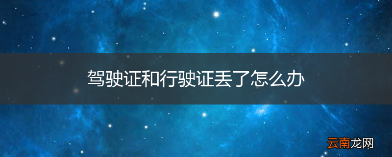 驾驶证和行驶证丢了怎么办