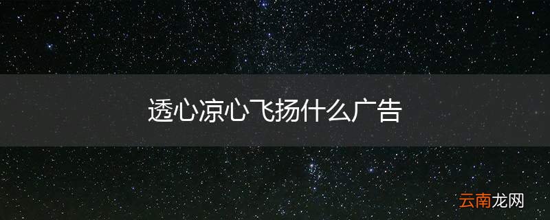 透心凉心飞扬什么广告