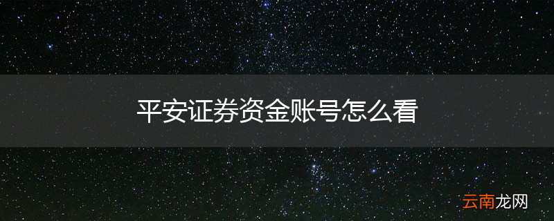 平安证券资金账号怎么看