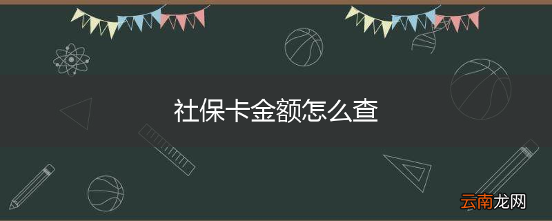 社保卡金额怎么查