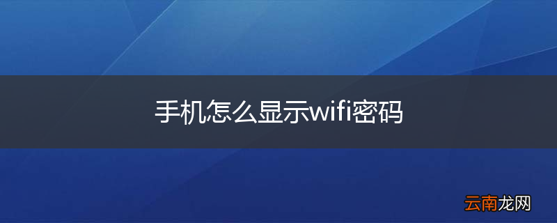 手机怎么显示wifi密码