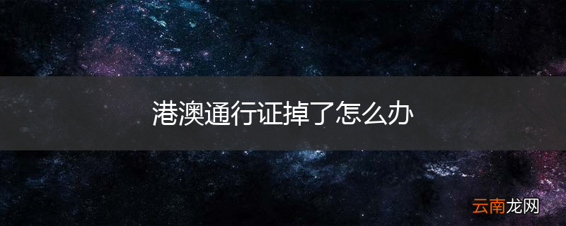 港澳通行证掉了怎么办