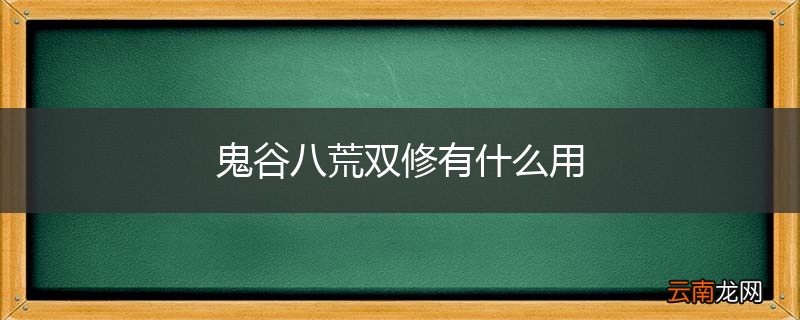 鬼谷八荒双修有什么用