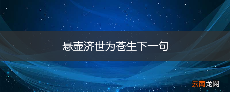 悬壶济世为苍生下一句