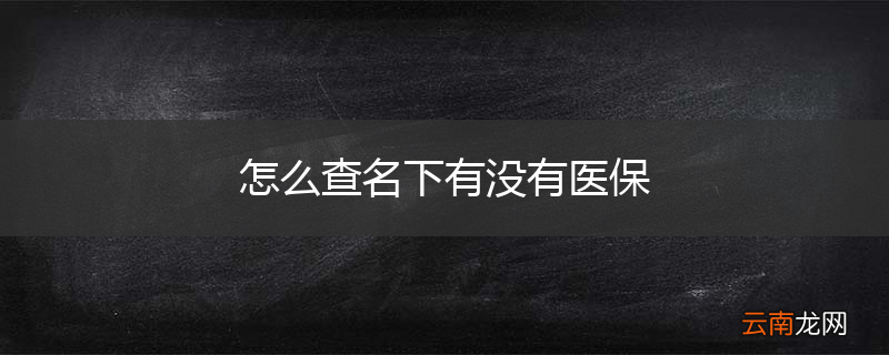 怎么查名下有没有医保