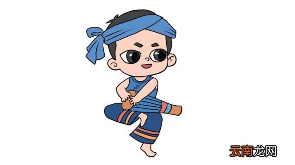 少数民族简笔画打鼓