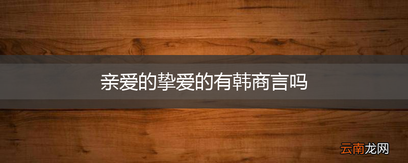 亲爱的挚爱的有韩商言吗