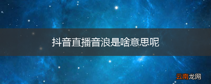 抖音直播音浪是啥意思呢
