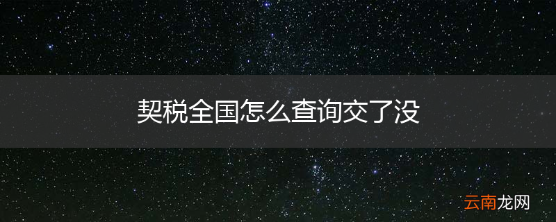 契税全国怎么查询交了没